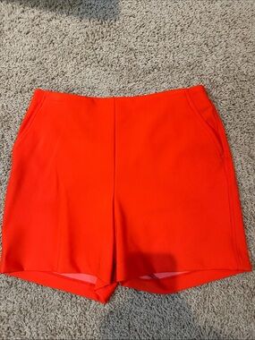 Rachel Zoe Vibrant Orange High-Waist Tailored Shorts